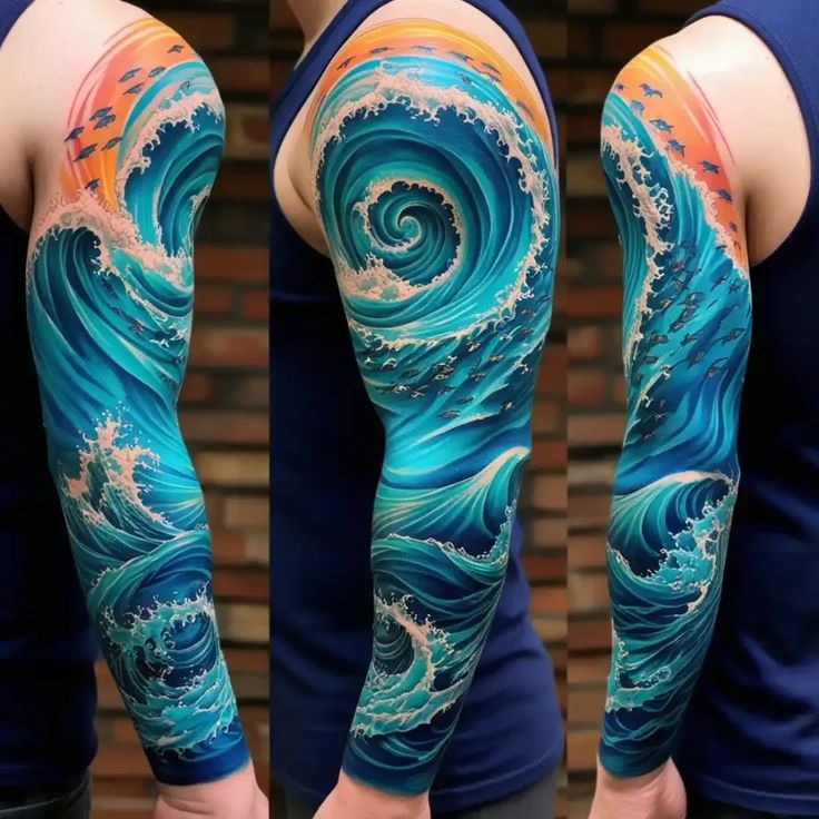 30 Gorgeous Ocean Sleeve Tattoos Ideas