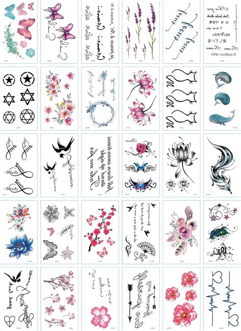 30 Sheets Cute Temporary Tattoos By Yesallwas Fake Tattoos Stickers For
