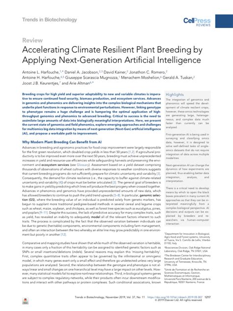 Accelerating Climate Resilient Plant Breeding By Applying Next Generation Artificial Intelligence Trends In Biotechnology Accelerating Climate Resilient Plant Breeding By Applying Next Generation Artificial Intelligence Trends In Biotechnology