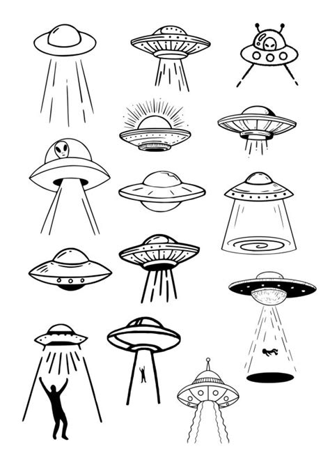 Alien Tattoo Set Ufo Flying Saucer Alien Tattoo Set Ufo Flying Saucer