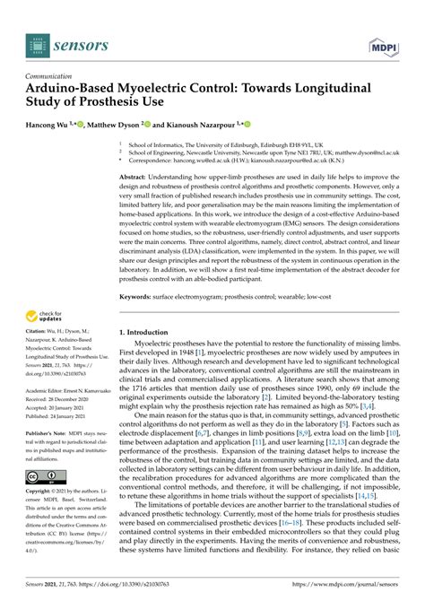 Arduino Based Myoelectric Control Towards Longitudinal Study Of Prosthesis Use