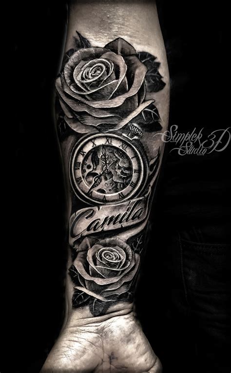 Arm Clock Tattoos With Roses Best Tattoo Ideas Arm Clock Tattoos With Roses Best Tattoo Ideas