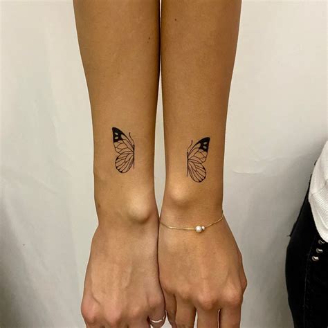 Bff Butterfly Temporary Tattoo Set Of 2 Matching Butterfly Fake Tattoo Friendship Temp Tattoo Etsy