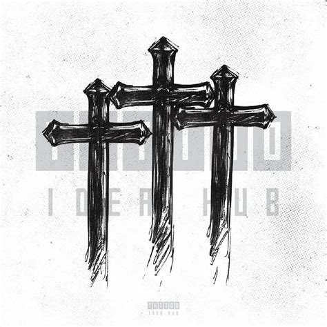 Blackwork 3 Cross Tattoo Design Stencil Tattoobnb Blackwork 3 Cross Tattoo Design Stencil Tattoobnb