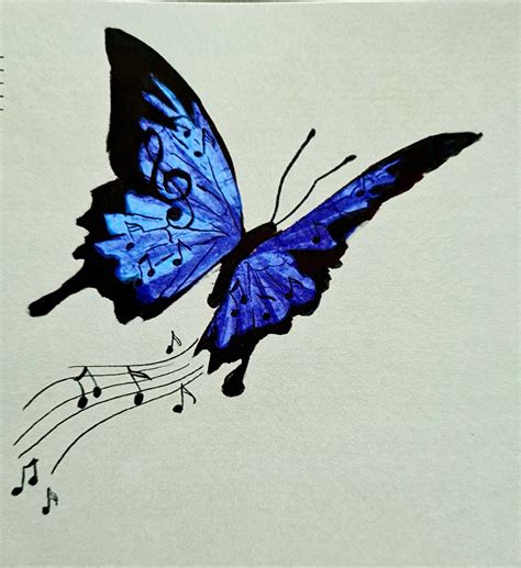 Butterfly Music Note Tattoo Drawing