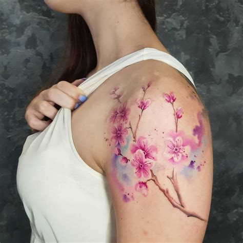Cherry Blossoms Tattoo On Shoulder Cherry Blossoms Tattoo On Shoulder