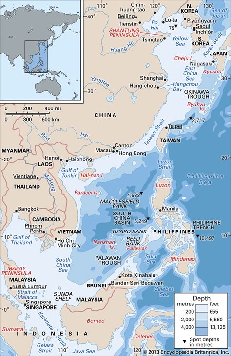 China Sea Map Depth Facts Britannica China Sea Map Depth Facts Britannica