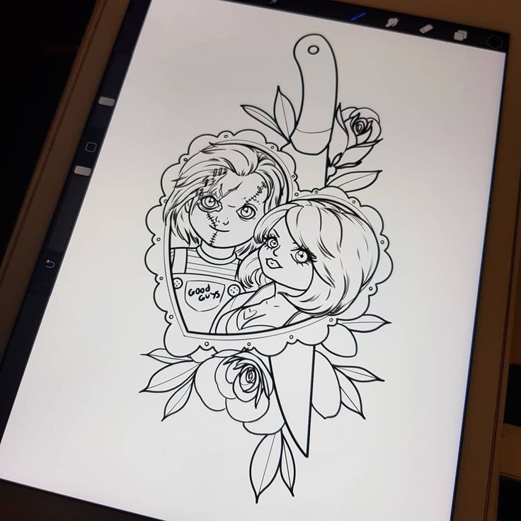 Chucky Tattoo Outline