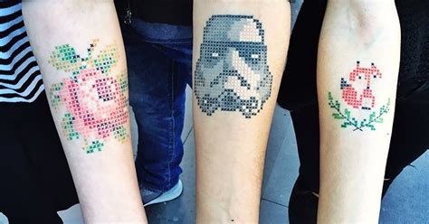 Cross Stitch Tattoos By Turkish Artist Eva Krbdk Barnorama
