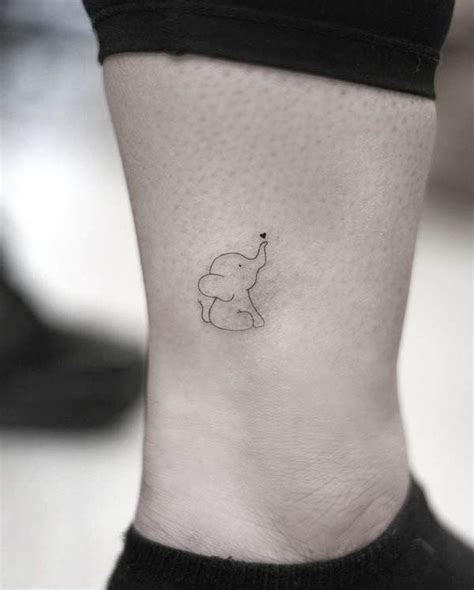 Cute Baby Elephant Ankle Tattoo By Ee Ink Elephant Tattoos Tiny