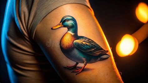 Elegant Dark Ink Minimalist Duck Tattoo Design Night Photography