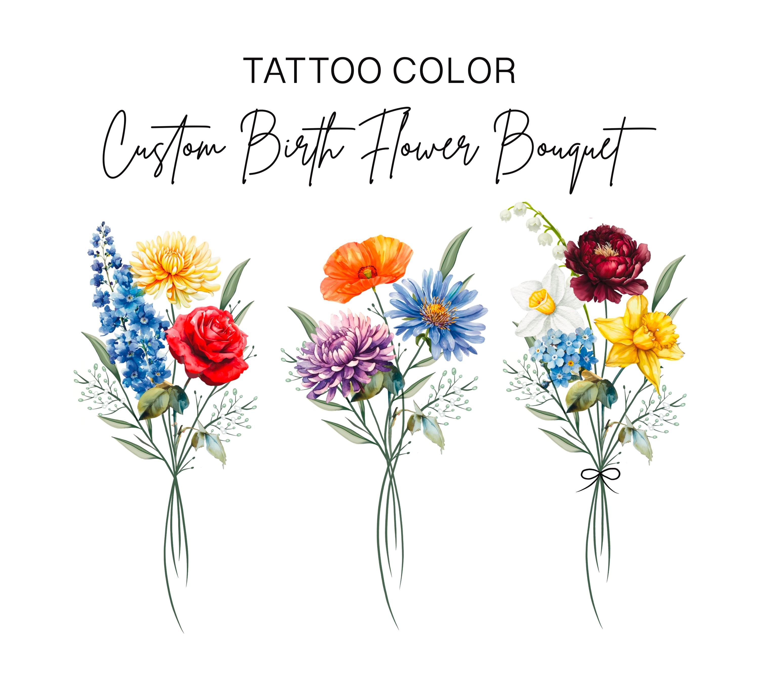 Flower Bouquet Tattoo On Back Of Arm At Danica Luke Blog