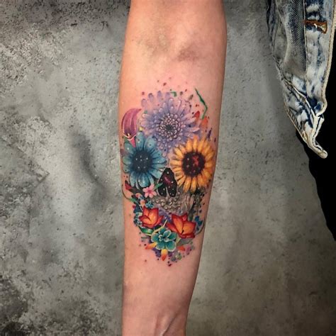 Flower Skull Tattoo Forearm Flower Skull Tattoo Forearm