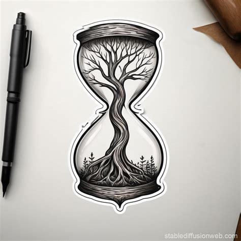 Hourglass Tree Tattoo Design Stable Diffusion Online