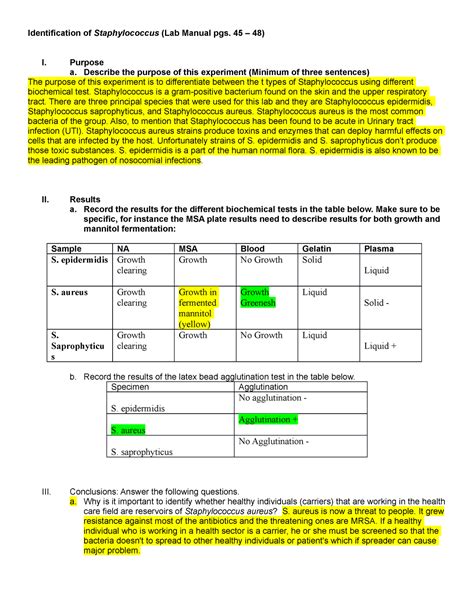 Identification Of Staphylococcus Report Identification Of Staphylococcus Lab Manual Pgs 45 48 Studocu Identification Of Staphylococcus Report Identification Of Staphylococcus Lab Manual Pgs 45 48 Studocu