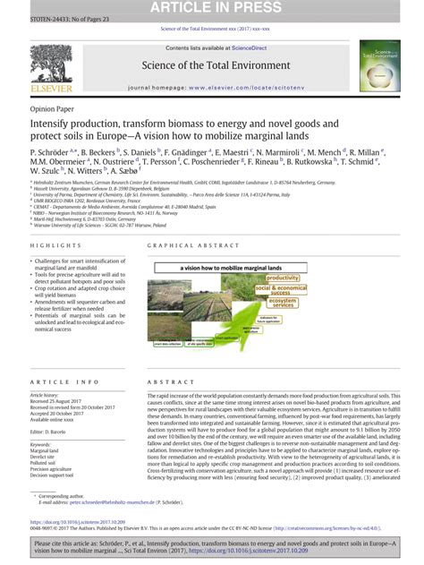 Intensify Production Transform Biomass To Energy And Novel Goods And Protect Soils In Europe A Vision How To Mobilize Marginal Lands Sciencedirect