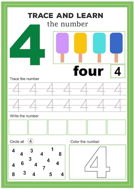 Number 4 Worksheet Printable