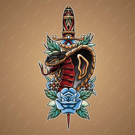 Premium Vector Dagger And Snake Tattoo Premium Vector Dagger And Snake Tattoo