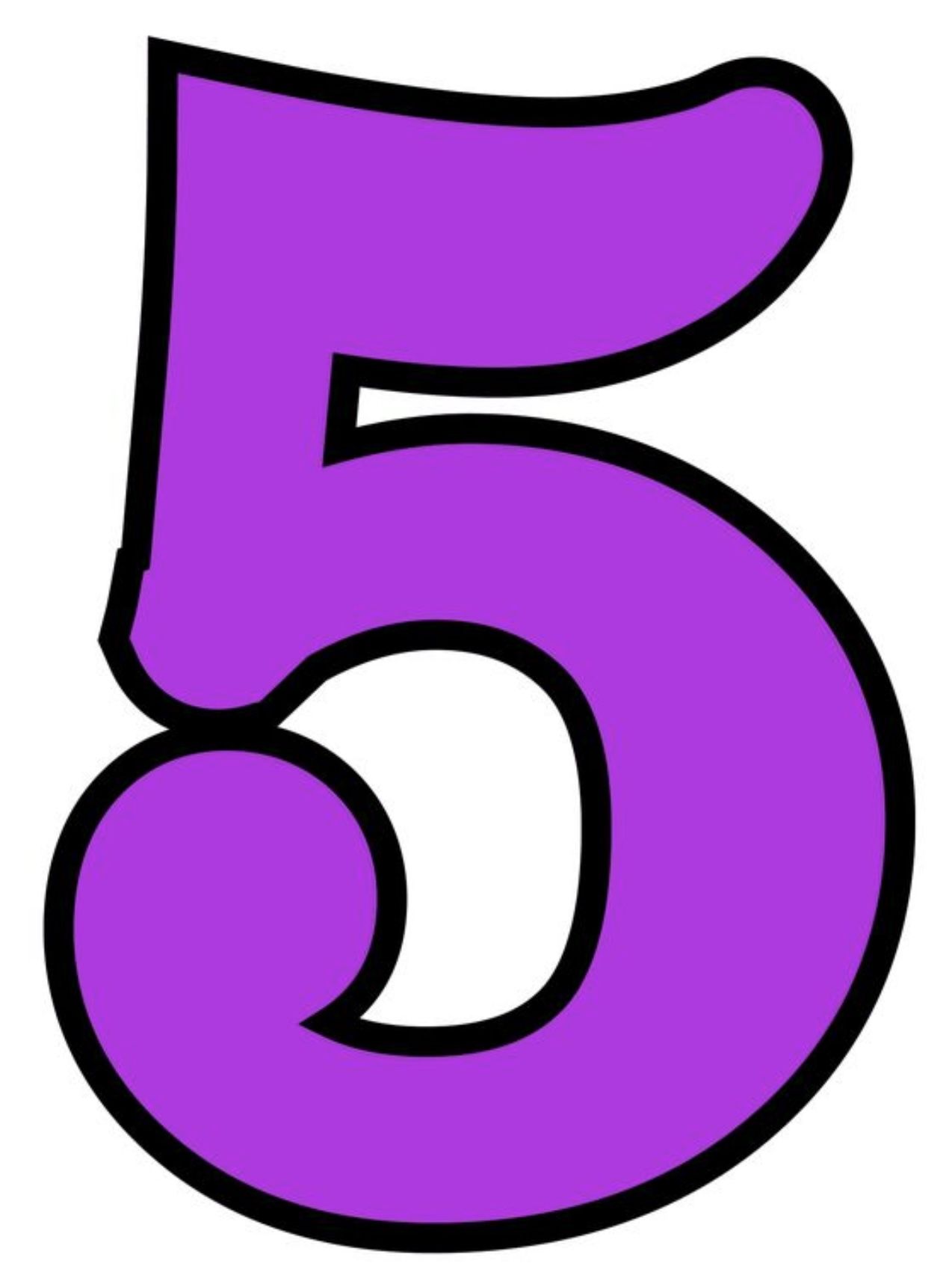 Purple Number Five With Black Outline Purple Number Five With Black Outline