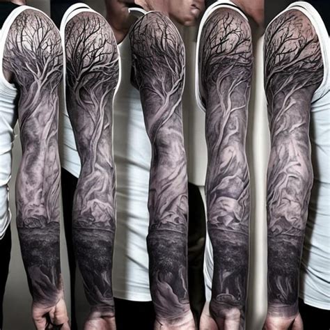 Real Tree Sleeve Tattoo