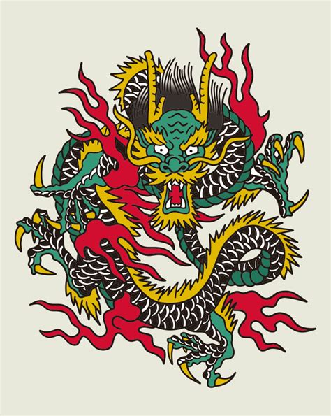 Retro American Traditional Of Dragon Illustration Vector Ai Retro American Traditional Of Dragon Illustration Vector Ai