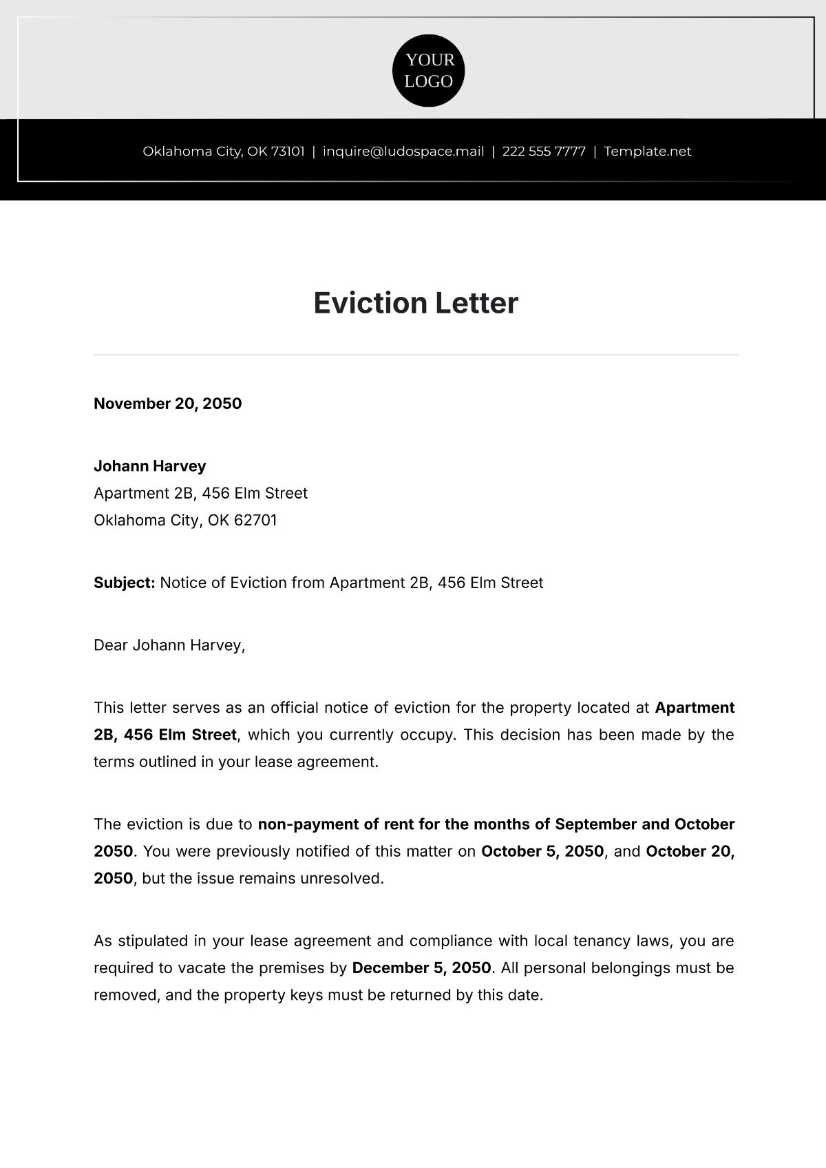 Sample Printable Letter Of Eviction Forms Template 2023 Sample Printable Letter Of Eviction Forms Template 2023