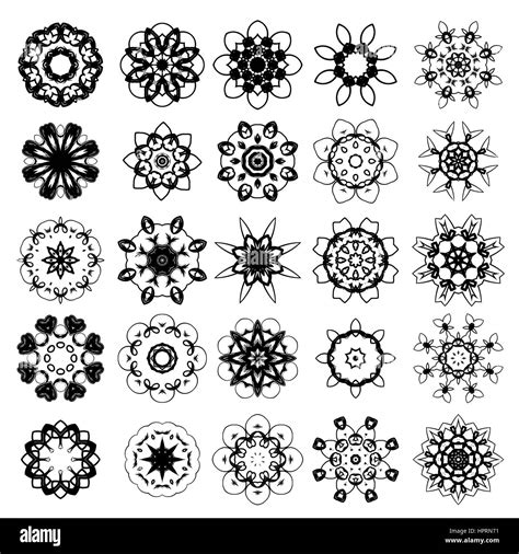 Satz Von Verschiedenen Stammes Rosette Tattoo Design Isolated On White Satz Von Verschiedenen Stammes Rosette Tattoo Design Isolated On White