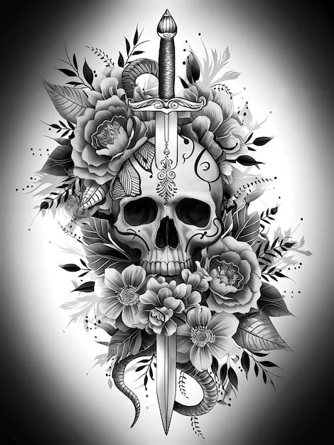 Skull Dagger And Snake Tattoo Design Premium Ai Generated Image Skull Dagger And Snake Tattoo Design Premium Ai Generated Image
