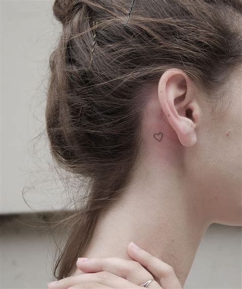 Subtle Romance Cute Tiny Outline Heart Tattoo Behind The Ear Small