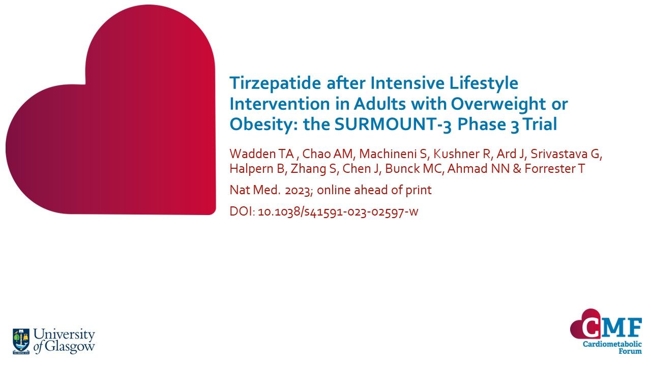Tirzepatide After Intensive Lifestyle Intervention In Adults With Overweight Or Obesity The Surmount 3 Phase 3 Trial Nature Medicine